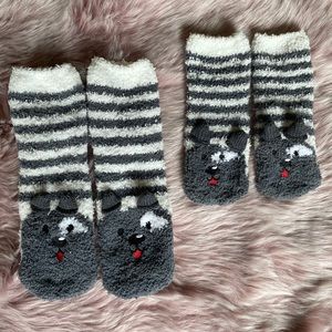 Mommy and Me Fuzzy Dog Socks
